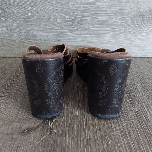 Vintage 90s Report Brown Caged Wedge Platform Sandal 7 - Picture 5 of 10